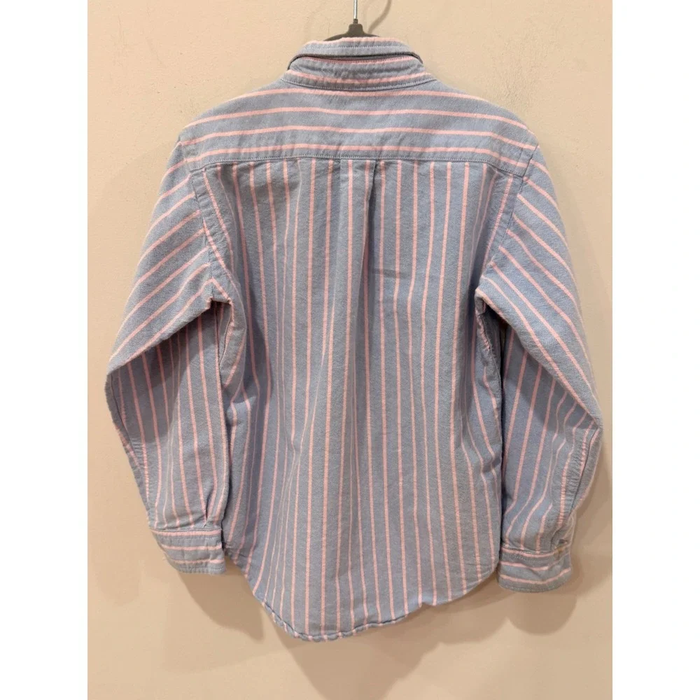 Ralph Lauren Boys Blue Pink Striped Oxford Button Down Shirt Size 6 Cotton